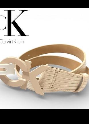 Женский ремень calvin klein черный, с серебристой пряжкой, размер l