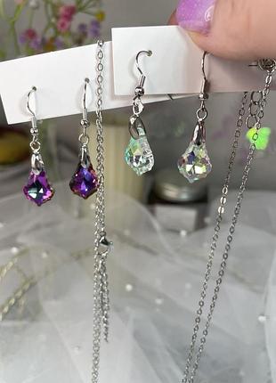 Комплект сережки + підвіска у стилі swarovski