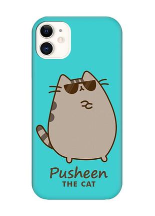 Матовый бирюзовый чехол на apple iphone 11 (6.1) пушин кот (принт 424)