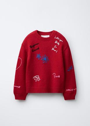 Новий червоний светр zara для дівчинки