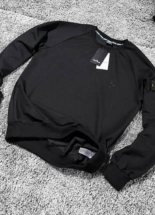 Свитшот мужской черный stone island, качество премиум
