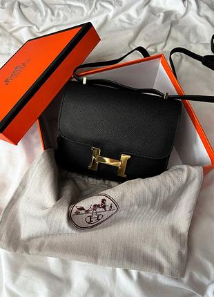 Hermes constance bag in black epsom leather with gold