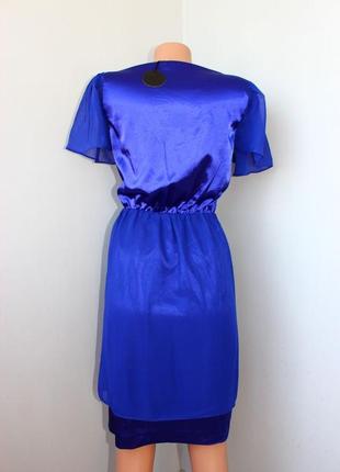 Платье синее шифон атлас комбинированное, 16/42 (3700)3 фото