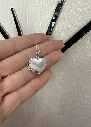 Срібна підвіска для фото серце (відкривається), срібло 925 проба