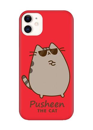 Матовий червоний чохол на apple iphone 11 (6.1) пушин кіт (принт 424)