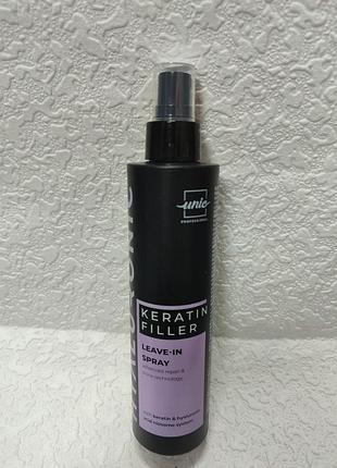 Этот продукт - несмываемый спрей для волос unic hyaluronic keratin filler leave-in spray, предназначенный для восстановления и увлажнения.&nbsp;200мл