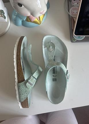 Шльопанці тапки біркенштоки birkenstock тіффані бірюзового кольору