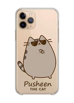 Прозрачный чехол на apple iphone 11 pro (5,8) пушин кот (принт 424)