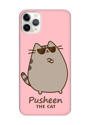 Матовый розовый чехол на iphone 11 pro (5.8) пушин кот (принт 424)
