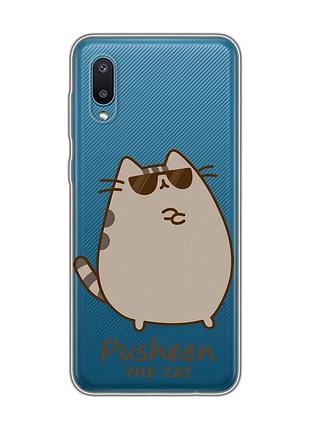 Прозрачный чехол на samsung galaxy a02/a022 (2021) пушин кот (принт 424)