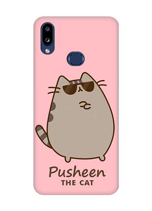 Матовый розовый чехол на samsung galaxy a10s (a107) пушин кот (принт 424)