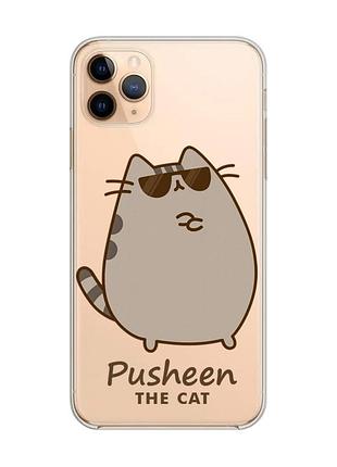 Прозрачный чехол на iphone 11 pro max (6,5) пушин кот (принт 424)