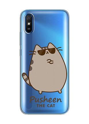 Прозорий чохол на xiaomi redmi 9a пушин кіт (принт 424)