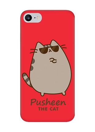 Матовый красный чехол на iphone 7 / 8 пушин кот (принт 424)