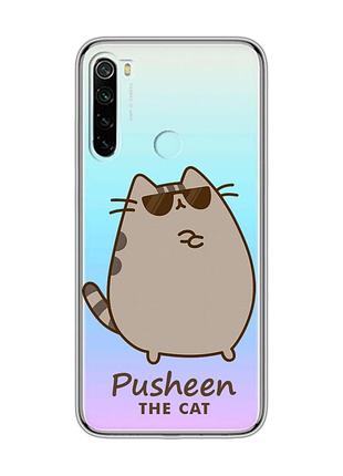 Прозрачный чехол на xiaomi redmi note 8 пушин кот (принт 424)