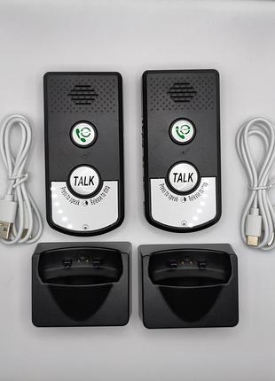 Беспроводной интерком связи wireless voice caller h8-2t h8s на 1000м, 2 трубки, зарядные базы type-c, 38 мелодий, аккумулятор 1800mah для дома и офиса