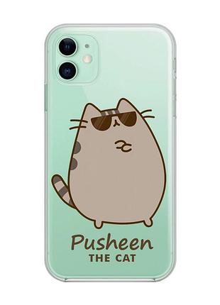 Прозорий чохол на apple iphone 11 (6,1) пушин кіт (принт 424)