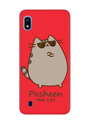 Матовий червоний чохол на samsung galaxy a10 (2019) a105 пушин кіт (принт 424)