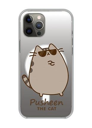 Магнитный чехол на iphone 12 pro max с поддержкой magsafe пушин кот (принт 424)