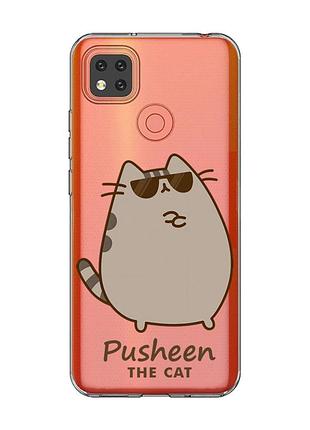 Прозрачный чехол на xiaomi redmi 9c/10a пушин кот (принт 424)