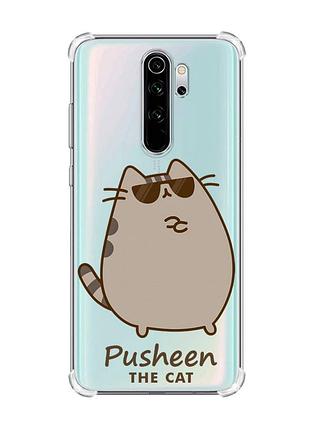 Чохол з потовщеними кутами на xiaomi redmi note 8 pro пушин кіт (принт 424)