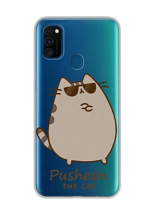 Прозрачный чехол на samsung galaxy m30s/m21 пушин кот (принт 424)