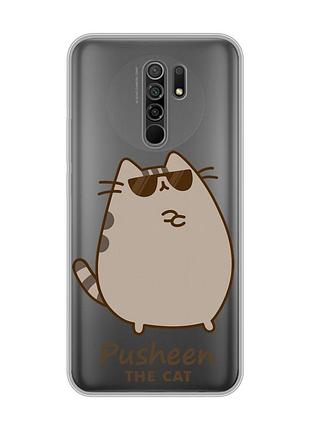 Прозорий чохол на xiaomi redmi 9 пушин кіт (принт 424)