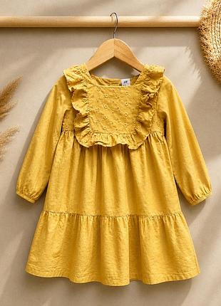 Сукня дитяча для дівчинки h&m 18-24 місяці | 86-92 см | пісочна міді з довгим рукавом