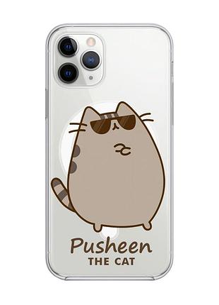 Магнитный чехол на iphone 11 pro max с поддержкой magsafe пушин кот (принт 424)