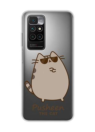 Прозрачный чехол на xiaomi redmi 10/10 (2022) пушин кот (принт 424)