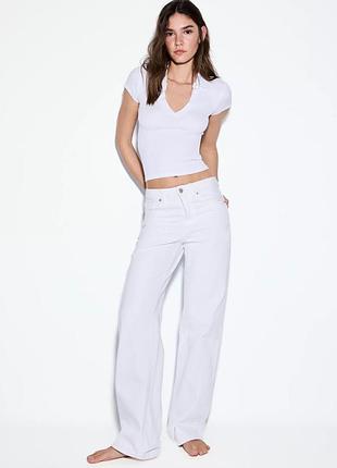 Stradivarius d92 straight wide jeans джинси білі прямі