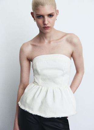 Топ джинсовий жіночий h&m молочний топ с