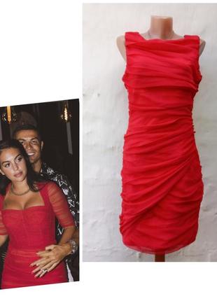 Шикарне, ошатне червоне плаття футляр з драпіруванням сіточка topshop 💣