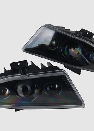 Led противотуманные фары light x для hyundai accent, светодиодные птф с 3 линзами, дхо (drl), 60w и 8000lm.