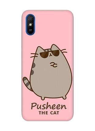 Матовый розовый чехол на xiaomi redmi 9a пушин кот (принт 424)