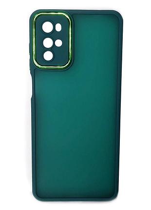 Чехол fiji lens для motorola g22 бампер матовый с защитой блока камер dark green