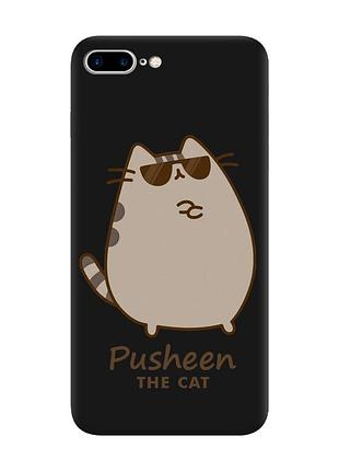 Матовий чорний чохол на apple iphone 7 plus / 8 plus пушин кіт (принт 424)