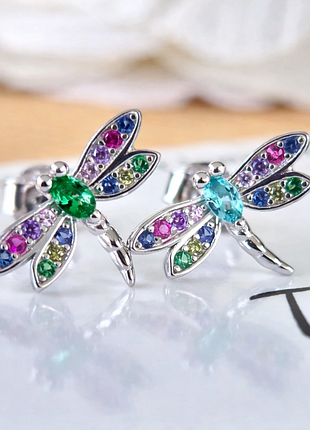 Серьги "сolored dragonflies"