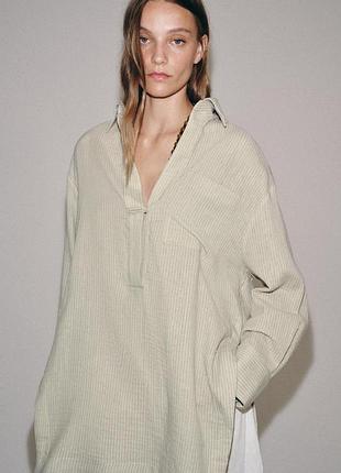 Асимметричная рубашка в полоску zw collection