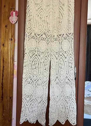 Брюки кроше, прозрачные ажурные