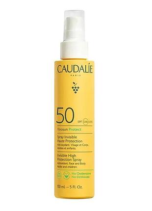 Сонцезахисний спрей для обличчя та тіла caudalie vinosun protect spray invisible spf50
