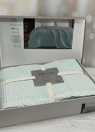 Покривало вафельне nillhome deluxe 200×220 см, 100% бавовна, щільне, євро