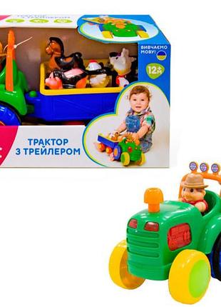 Игровой набор 063180 трактор с трейлером со светом, на украинском языке kiddi smart