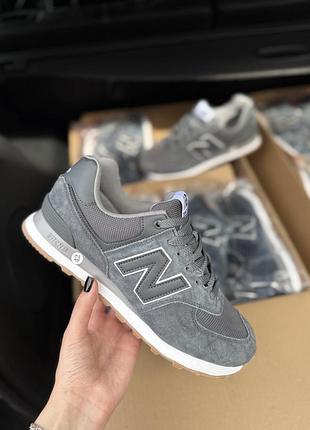 Чоловічі кросівки new balance 574 замша + текстиль сірі
