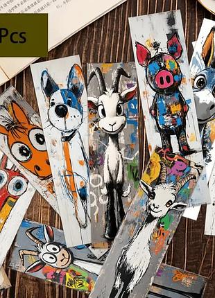 Закладка animals, наборточностей для книг для детей, забавное животное, funny animals, веселые животные, яркие закладки для книг
