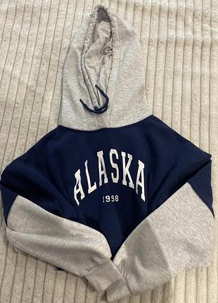 Якісне худі alaska 1998 | розмір s/m | оверсайз | темно-синій/сірий | для хлопця/дівчини