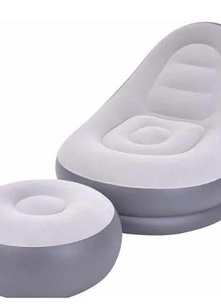 Надувний диван з пуфом air sofa надувне велюрове крісло з пуфом