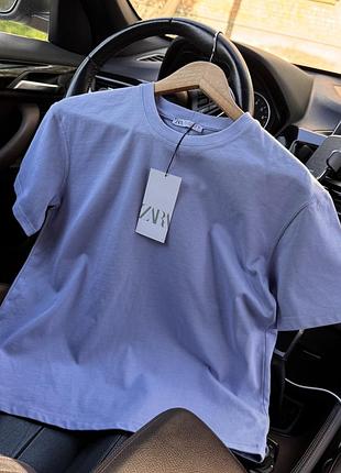 Нова котонова блакитна футболка zara