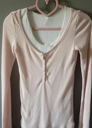 Нежно розовый лонгслив henley top на пуговицах кокет coquette pink y2k kawaii girly cutecore dollskill