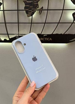 Silicone case чехол с микрофиброй для iphone 17,чехол-бампер для айфон 17 (голубой)